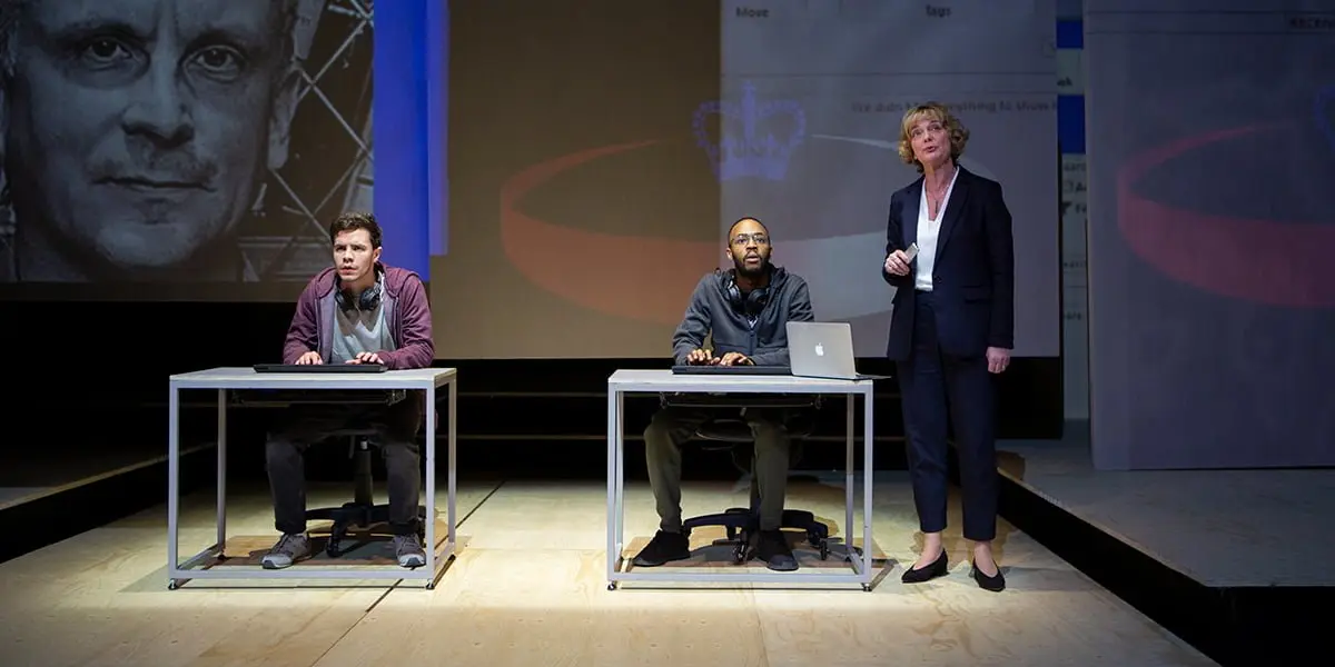 Oliver Johnstone (Neil), Enyi Okoronkwo (Zef) and Sarah Woodward (Hannah) - Photo: Ellie Kurttz