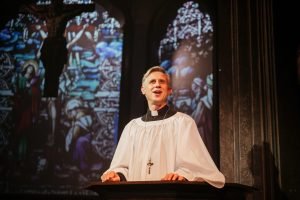 Ian Hallard as Rev Daniel Clement (Photo: Alex Brenner)