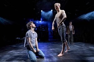 Noah Valentine as Alan Strang, Ed Mitchell as Nugget and Toby Stephens as Dr Martin Dysart (Photo:  Manuel Harlan)