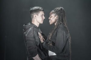 Tom Holland as Romeo and Francesca Amewudah-Rivers as Juliet. (Photo: Marc Brenner)