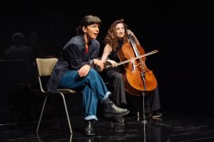 Sirine Saba as Sarah Ruhl and Laura Moody as The Cellist. (Photo: Helen Murray)