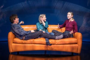 Stephen Mangan as Nick, Nicola Walker as Polly and Erin Doherty as Kate  (Photo: Marc Brenner)