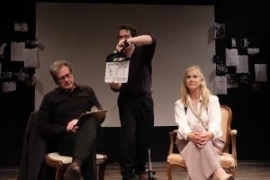 Tony Bell as Harry, Harry Rundle as Barney and Imogen Stubbs as Leni Riefenstahl.  (Photo: Matt Hunter)